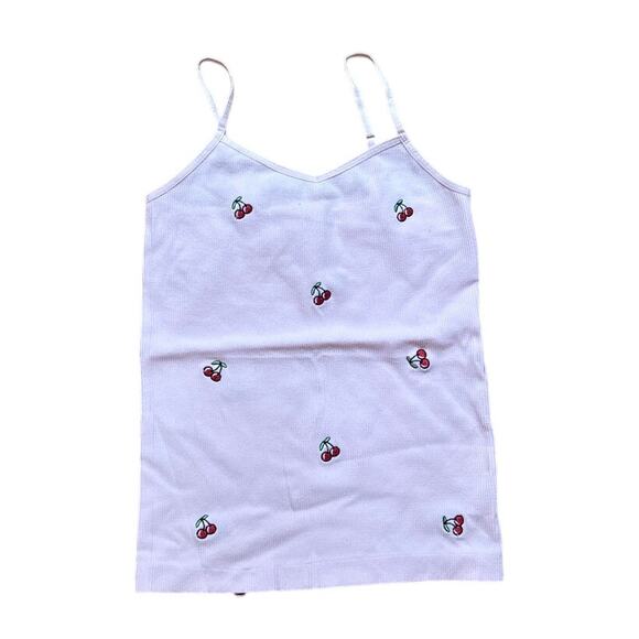 Basics Other - Basics light pink ribbed cherry adjustable‎ spaghetti strap tank top SIZE XS